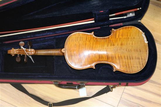 A three quarter size German violin c.1910 L.O.B. 13